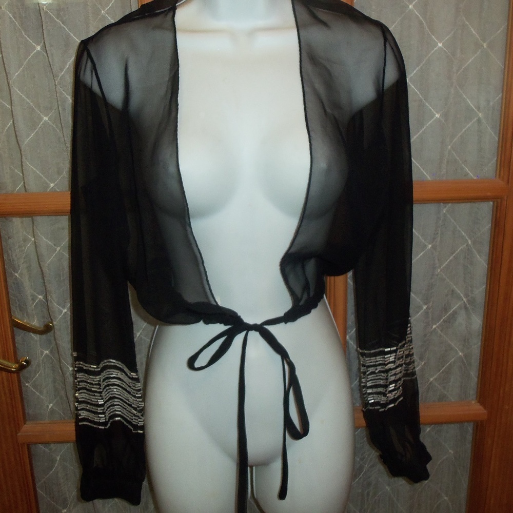 Women's Sheer Black See Thru Top Size Medium